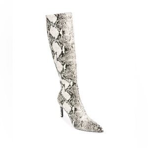 Open Edit Snakeskin Pattern Knee-High Boots